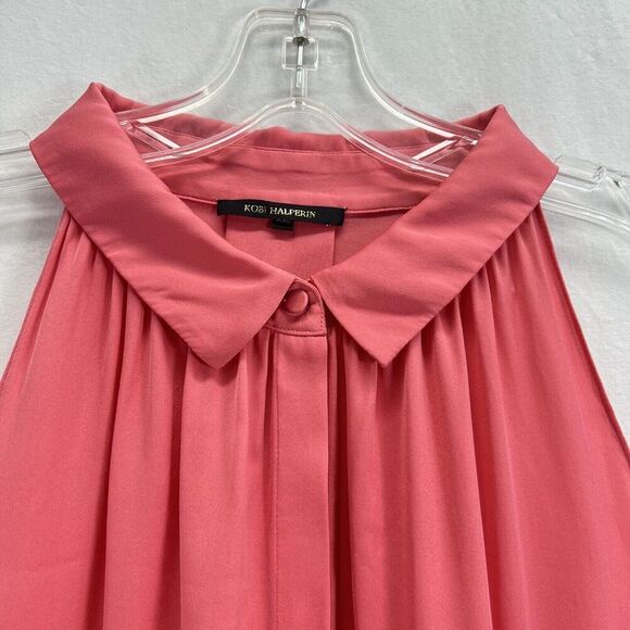 Kobi Halperin Kristin Silk Blouse Size XXL Flamingo Pink Sleeveless Stretch Luxe - Picture 3 of 12